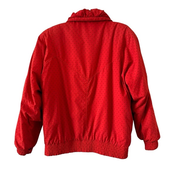Vintage Fleet Street City Limits red puffer jacket tonal polka dots - Picture 7 of 16